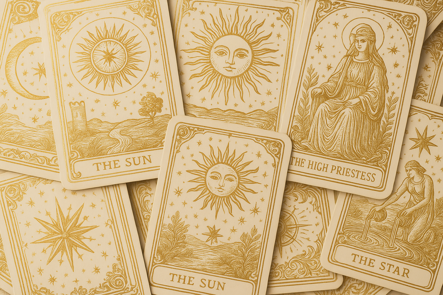 cream and gold tarot cards