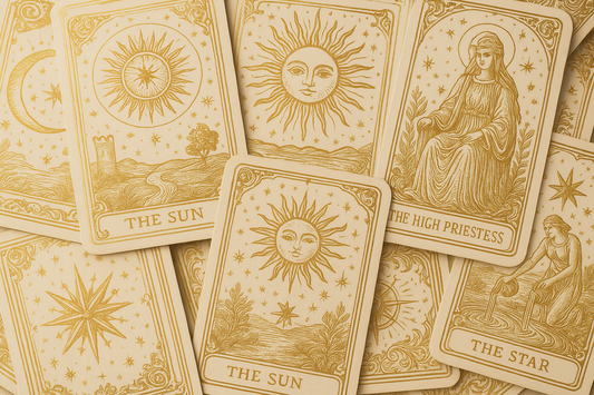 cream and gold tarot cards
